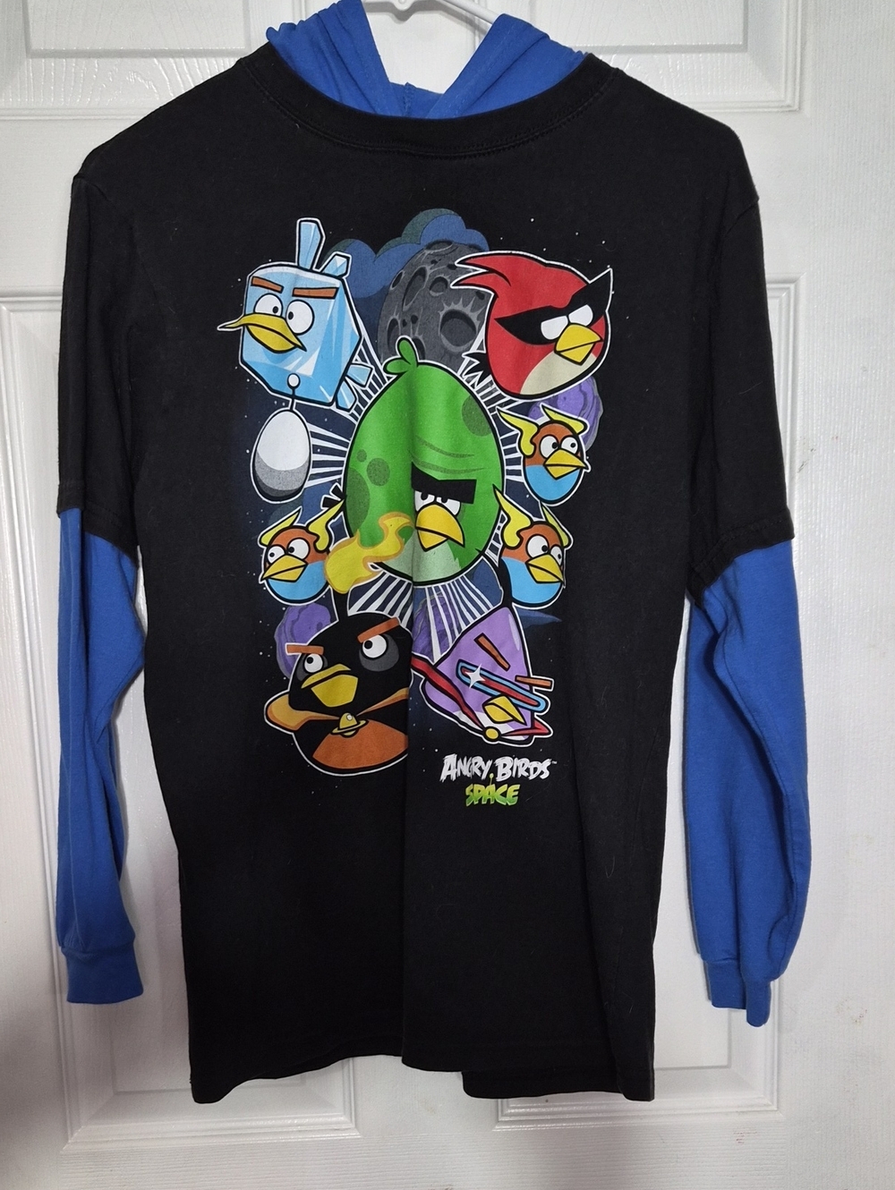 Angry Birds Space Layered-Look Hoodie Long Sleeve Tee Size 18